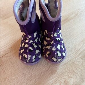 Bogs Purple Kids Boots with penguin 🐧 Design